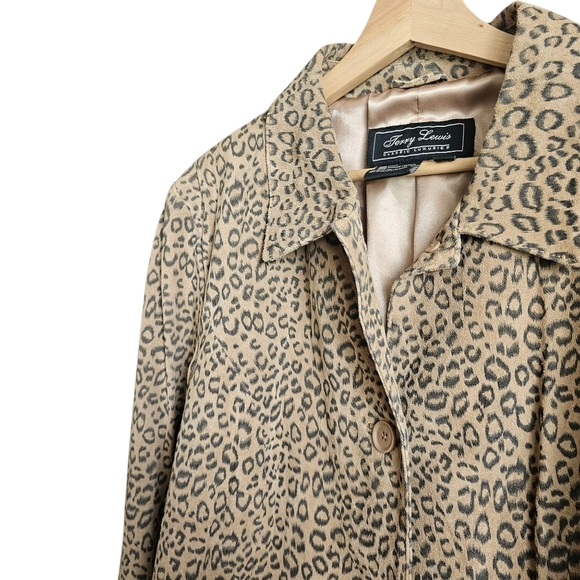 Vintage Y2k NEW Terry Lewis Genuine Leather Leopard Print Women's Jacket - Picture 4 of 6